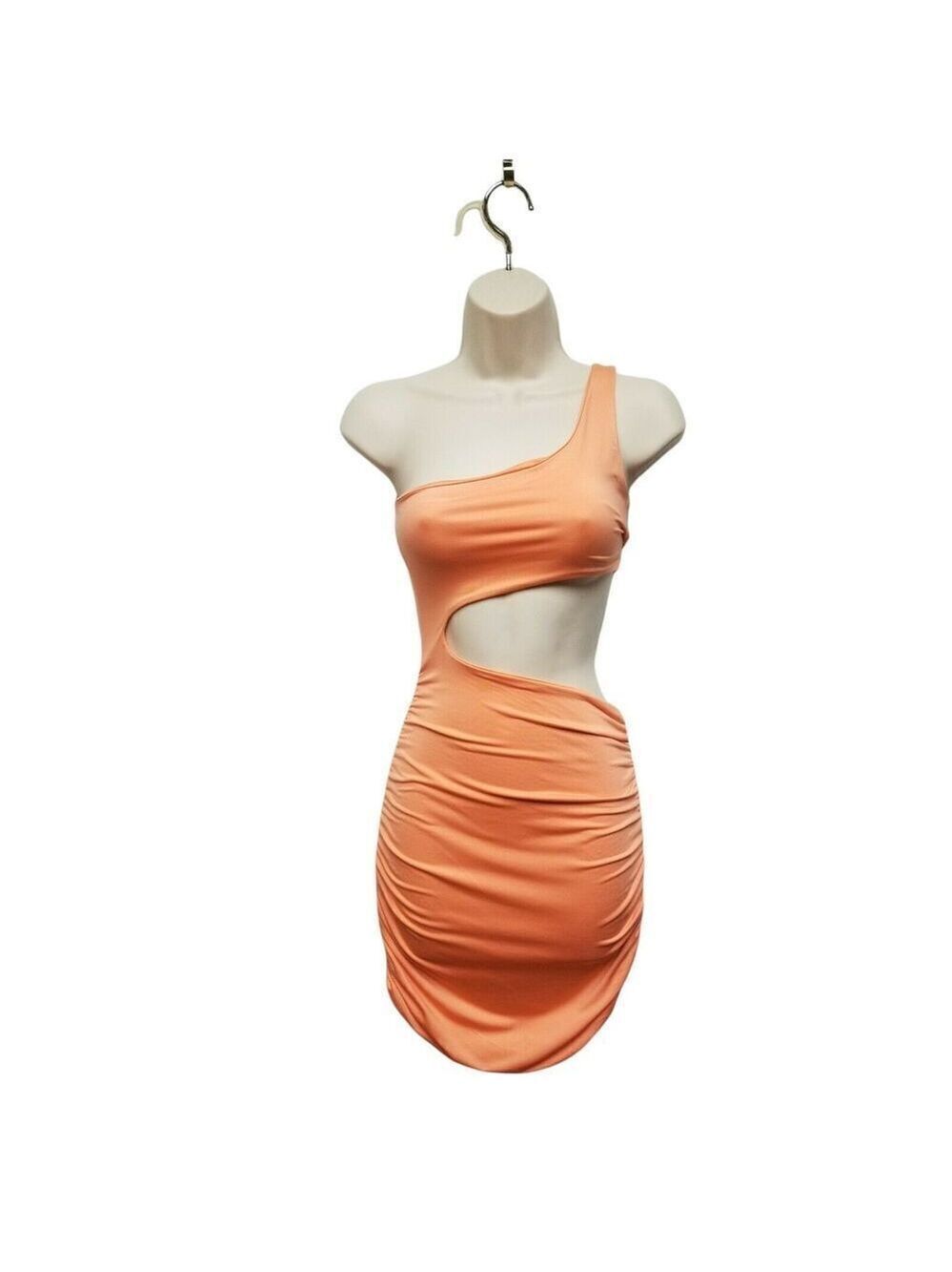 Women's Bandage Dress Shoulder Off Bright Orange Small - Picture 2 of 5